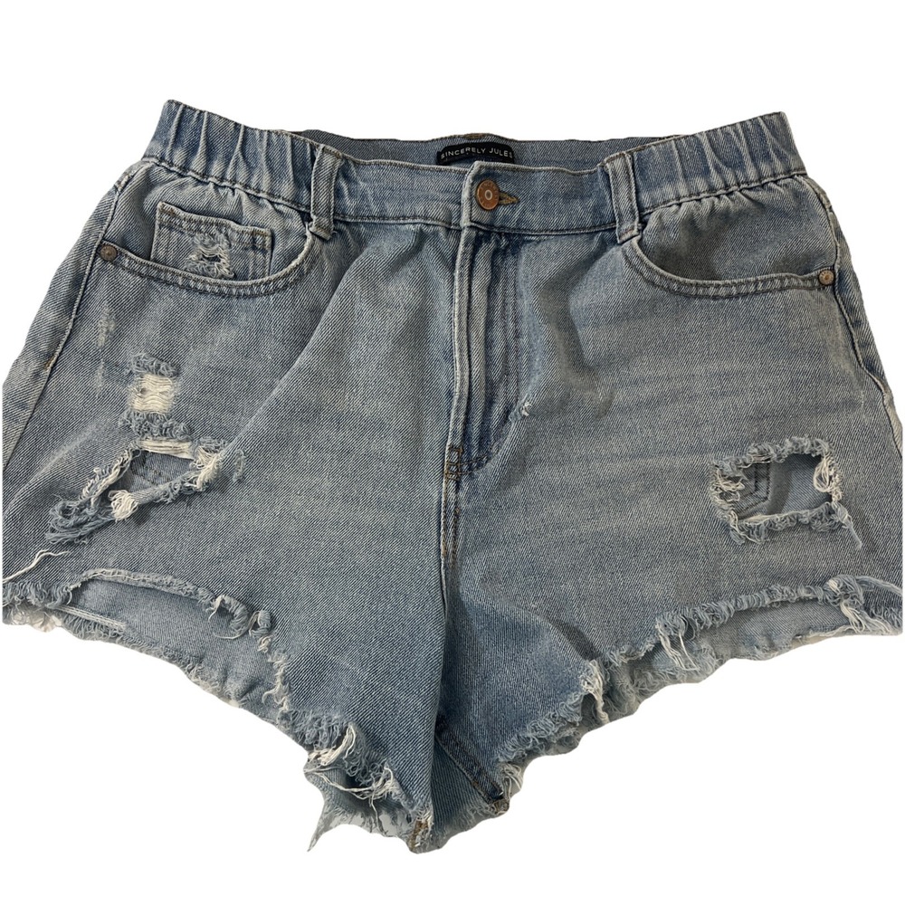 Sincerely Jules Denim Jean‎ Shorts Womens 13  31W Blue Denim Cut Off Distressed